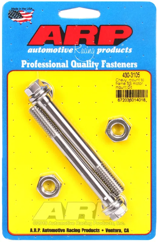 430-3105 – ARP Motor Mount Bolt, For Use With Chevy V6/ V8 Hex Style Head Type Mount To Frame Polished Stainless Stee...